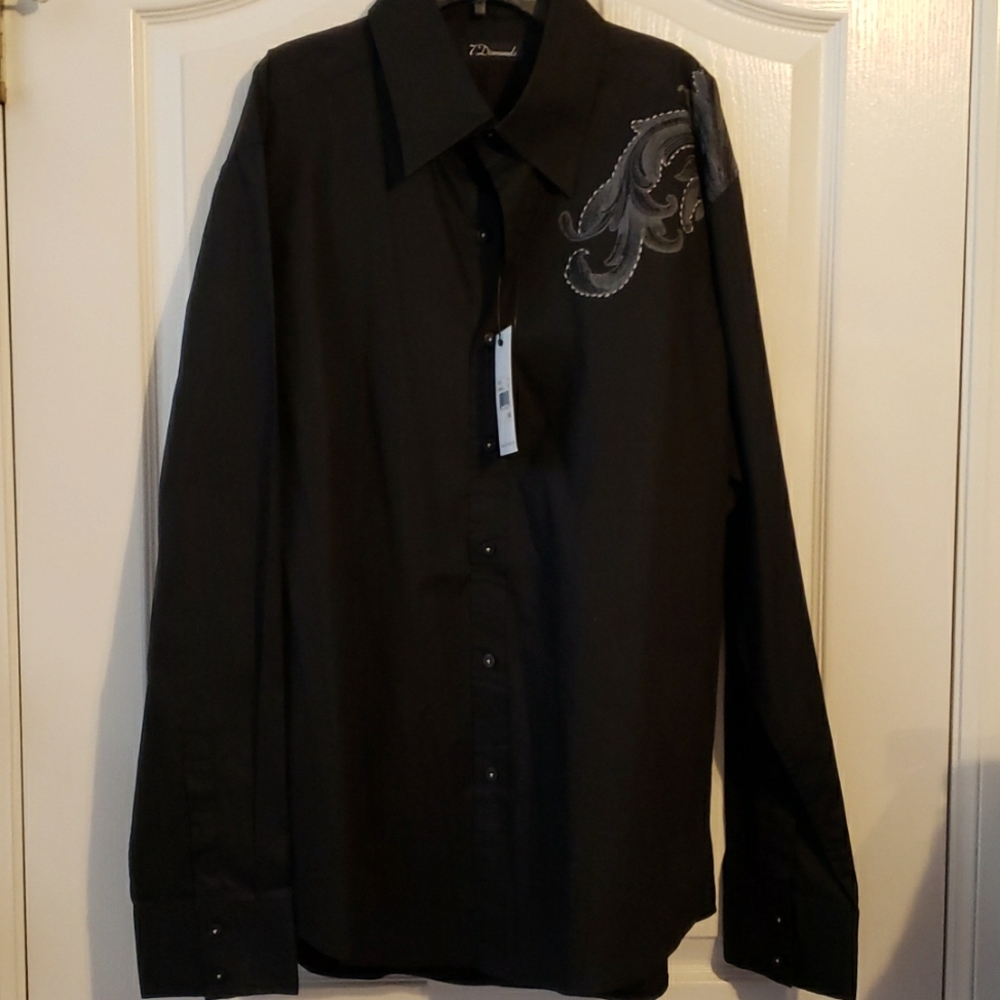Men's Casual Button down Black  Shirt size XXL